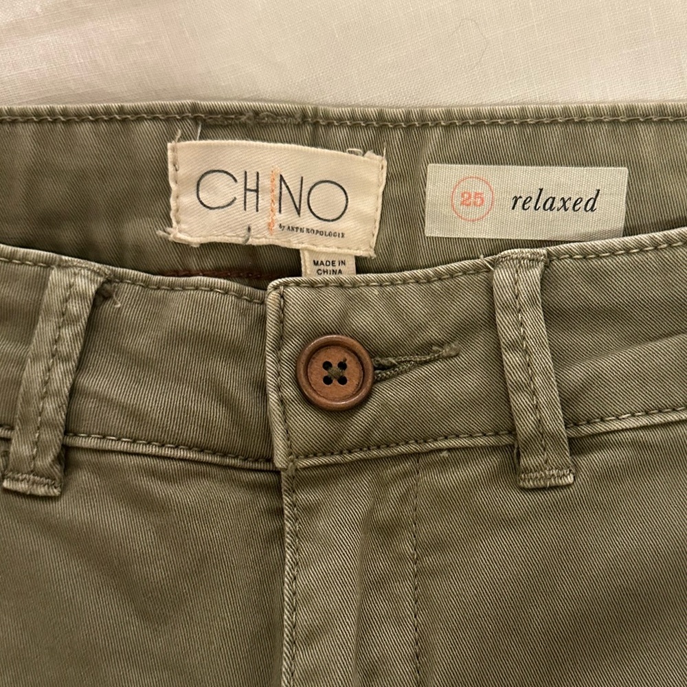 Women’s army green Anthropologie chinos